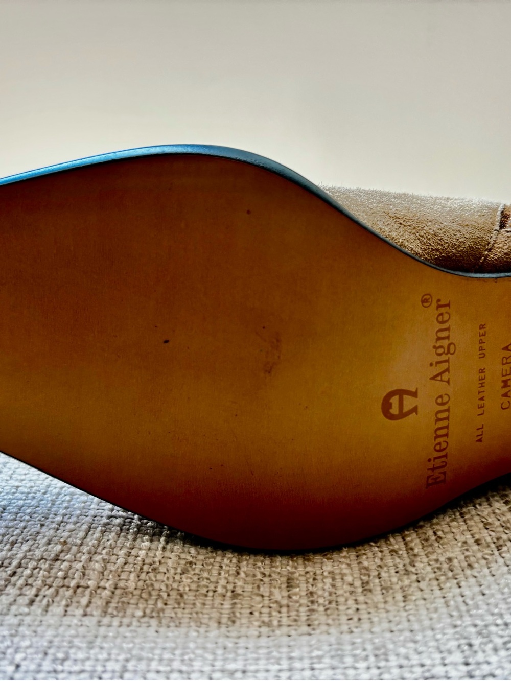 Etienne Aigner Tan Suede Block-Heel Ankle Boot - Picture 3 of 9